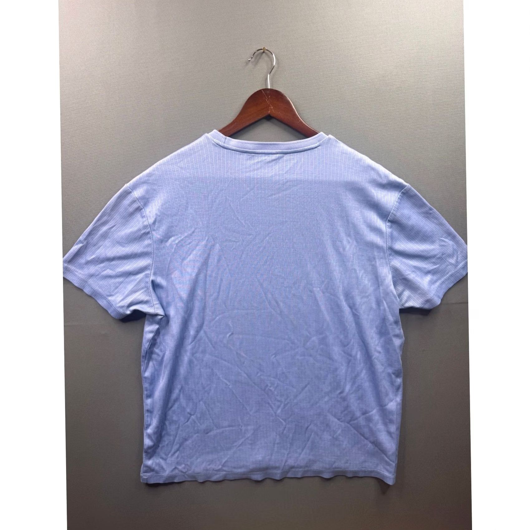 Perry Ellis Perry Ellis Ribbed Crew Neck Shirt Mens Lavender Blue Short Sleeve Tee Large L Size US L / EU 52-54 / 3 - 4 Thumbnail