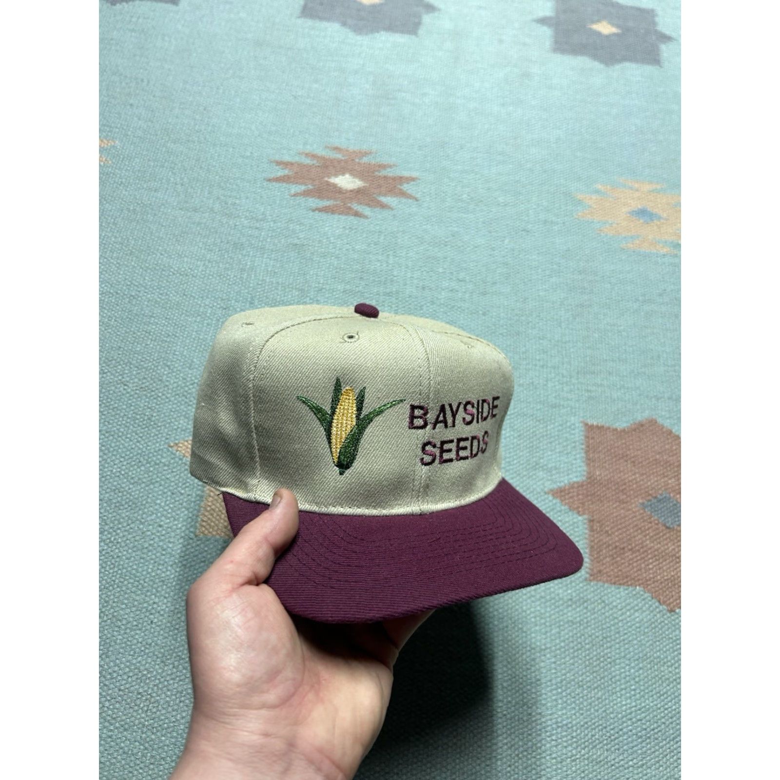 Vintage VINTAGE Bayside SnapBack Hat Beige Adjustable Men Cap Michigan Embroidered Seeds Farm Keywords Size ONE SIZE - 2 Thumbnail