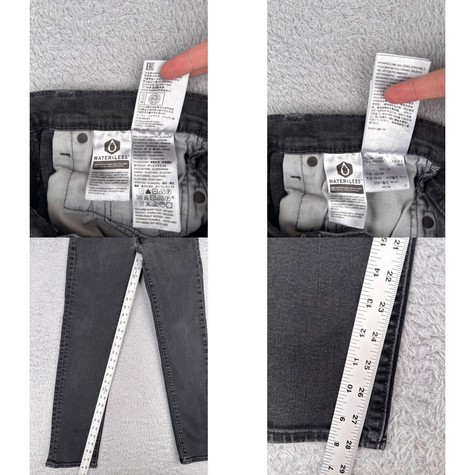 Levi's Levi's Jeans Adult 31 Black Denim Slim 511 Cotton Blend 5-Pocket Design Zip Inseam 28 in Regular Mens Size US 31 - 8 Thumbnail