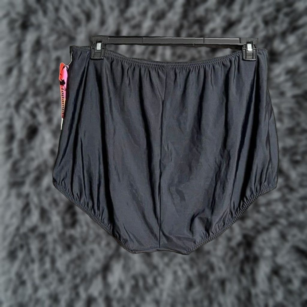 Vintage VINTAGE Slimming Swim Bottom Plus Size 26W Retro 80s 90s Pin-Up High-Waist Modest Beach Women Black Nylon Spandex Hand Wash Only - The. Size 26" / US 2 / IT 38 - 1 Thumbnail