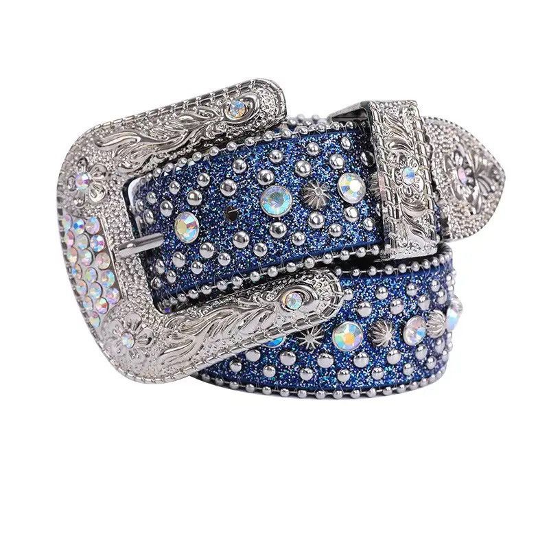 Vintage rhinestone belt y2k style handmade diamond Size ONE SIZE - 3 Thumbnail