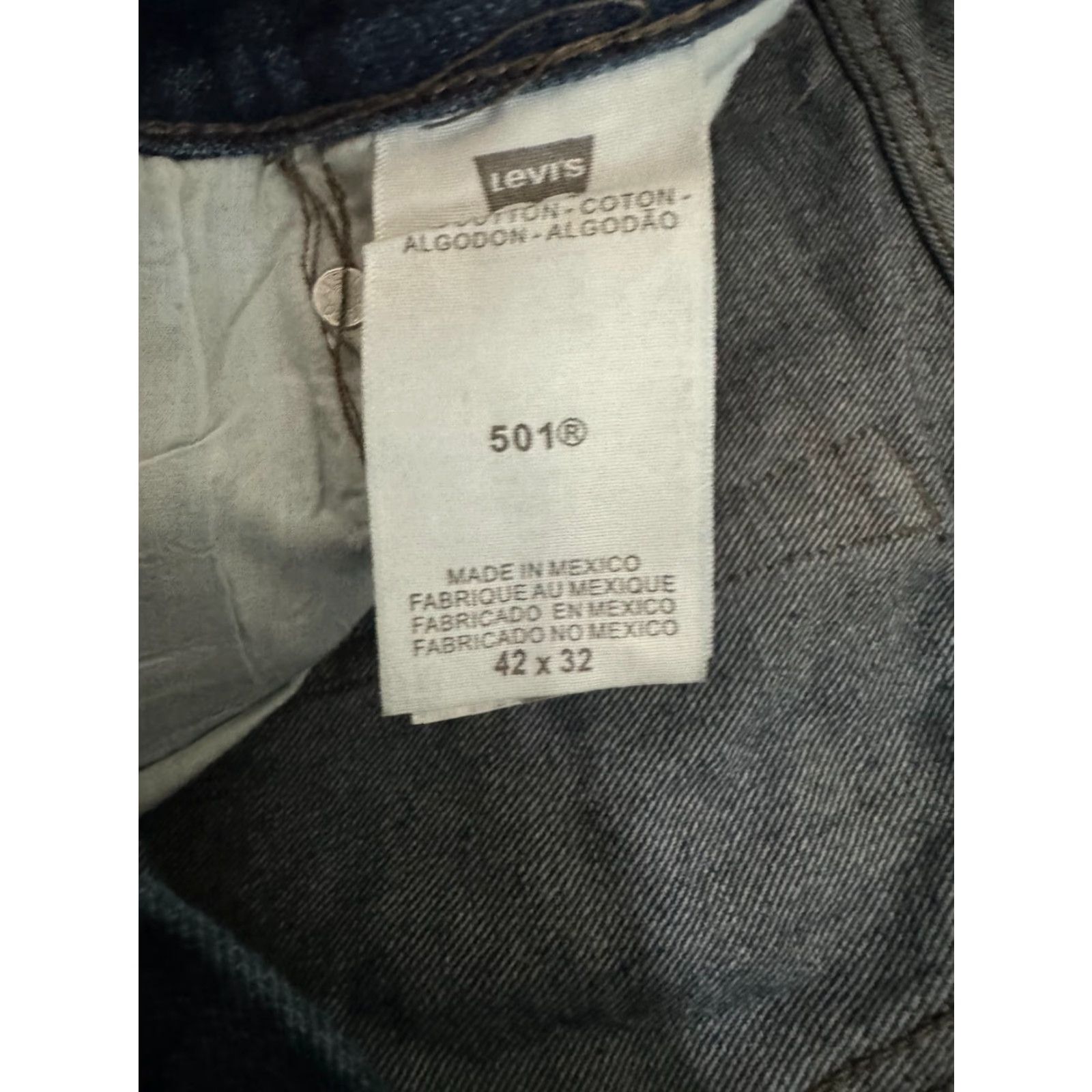 Levi's Levi's 501 Jeans Mens 42x32 Medium Wash Button Fly Denim 5-Pocket Regular Fit Blue Size US 42 / EU 58 - 5 Thumbnail