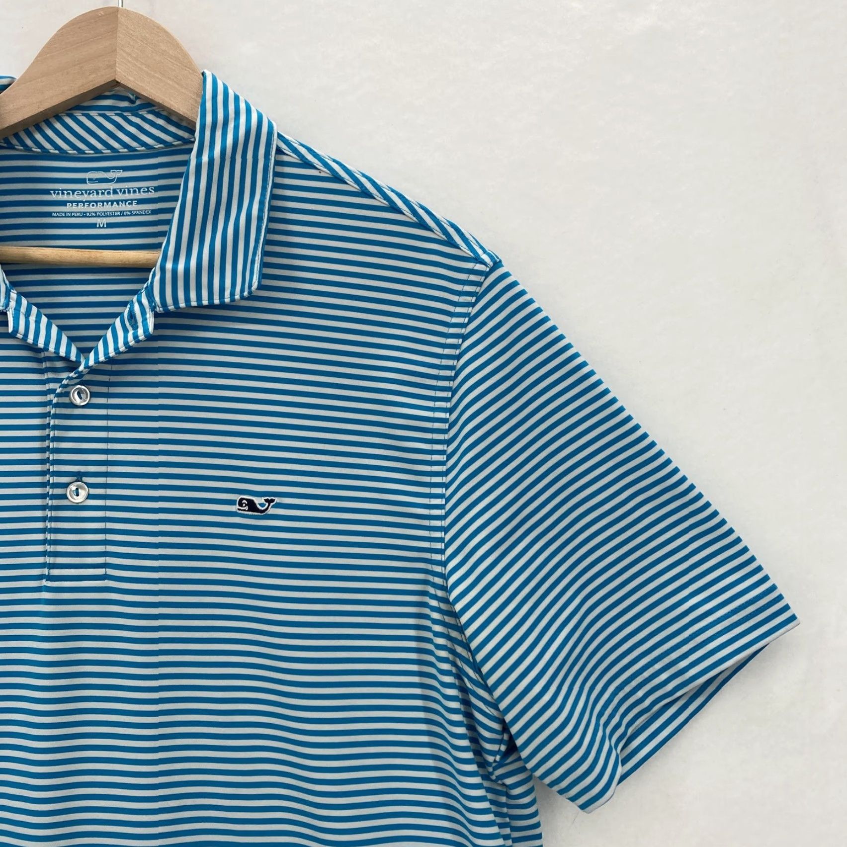 Vineyard Vines Vineyard Vines Performance Polo Shirt Mens M Blue White Striped Preppy Golf Polo Shirts Size US M / EU 48-50 / 2 - 2 Thumbnail