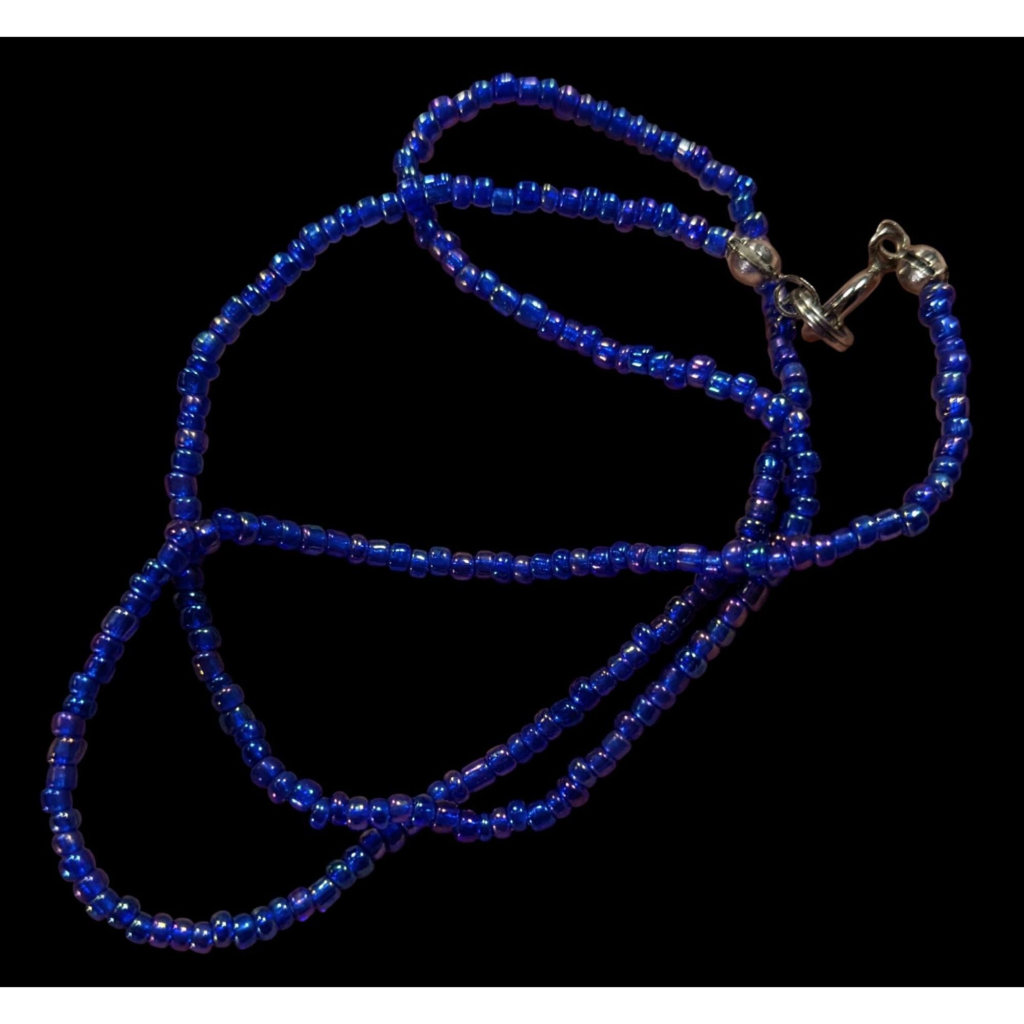 Handmade Handcrafted Iridescent Blue Seed Bead Necklace Size ONE SIZE - 5 Thumbnail