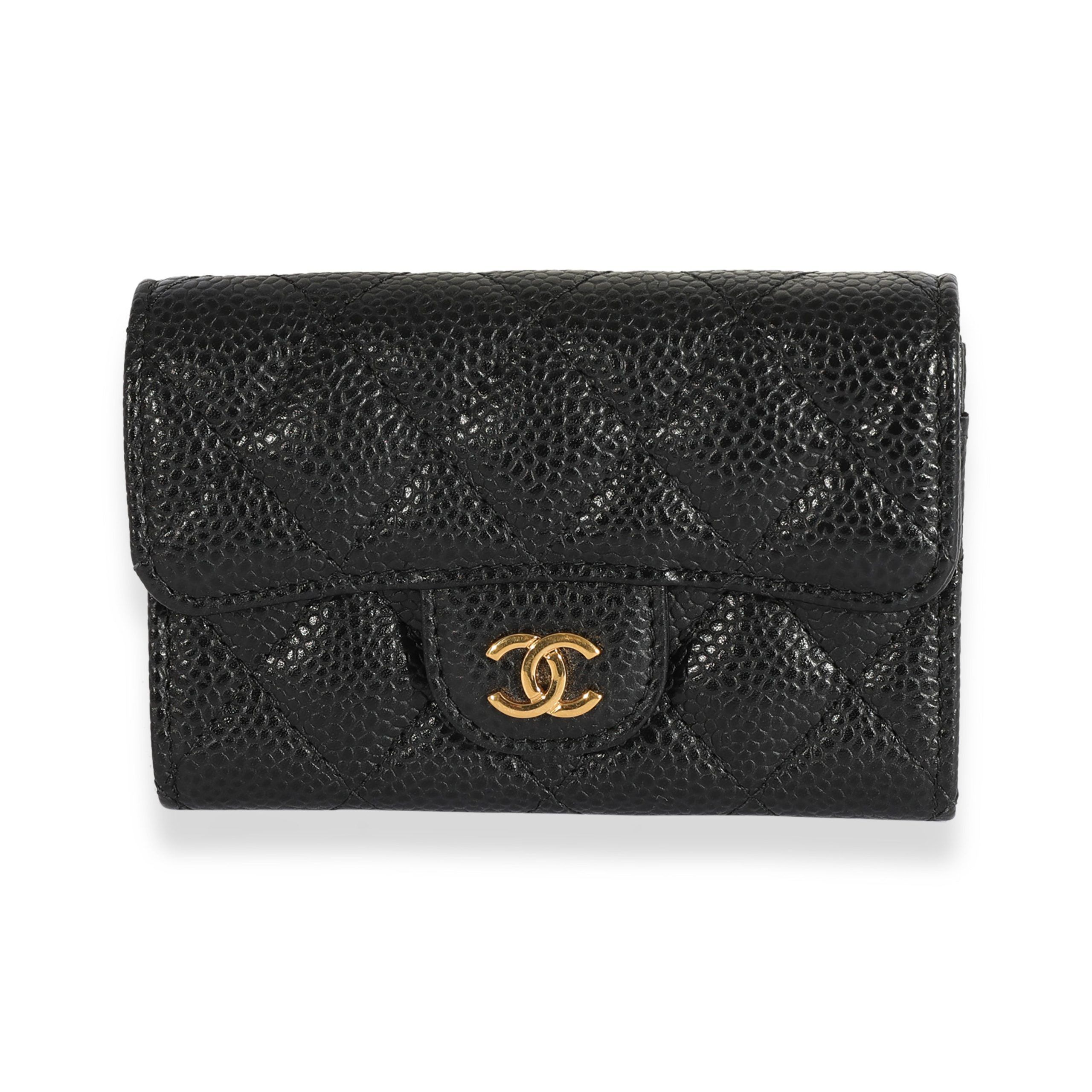 Chanel Chanel Black Quilted Caviar Flap Card Holder Wallet Size ONE SIZE - 1 Thumbnail