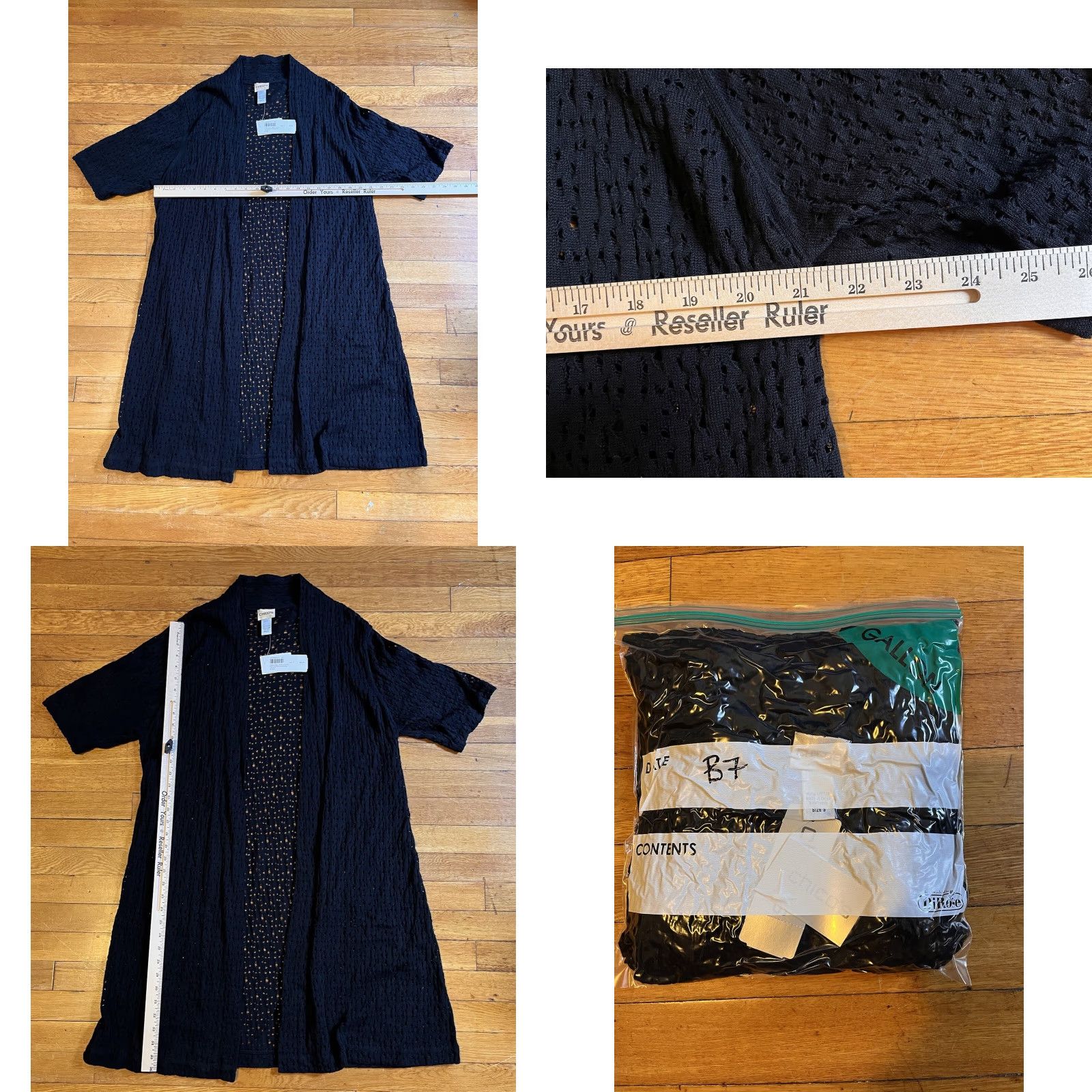 Vintage VINTAGE Chico’s Crochet Long Sweater Cardigan Women’s XL Black Open-Knit Short Sleeve Round Neck 100% Cotton Size XL / US 12-14 / IT 48-50 - 8 Thumbnail
