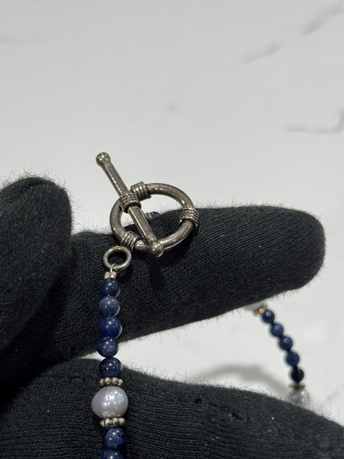 Jewelry Sterling Silver Lapis W Pearls Bead Necklace. 21 inch Size ONE SIZE - 9 Thumbnail