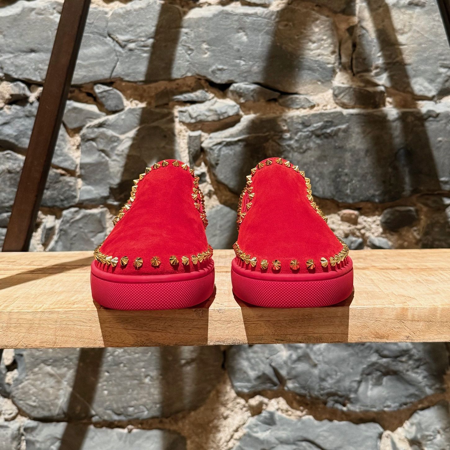 Christian Louboutin Christian Louboutin Red Suede Pik Boat Spike Sneakers Size US 9 / IT 39 - 2 Thumbnail
