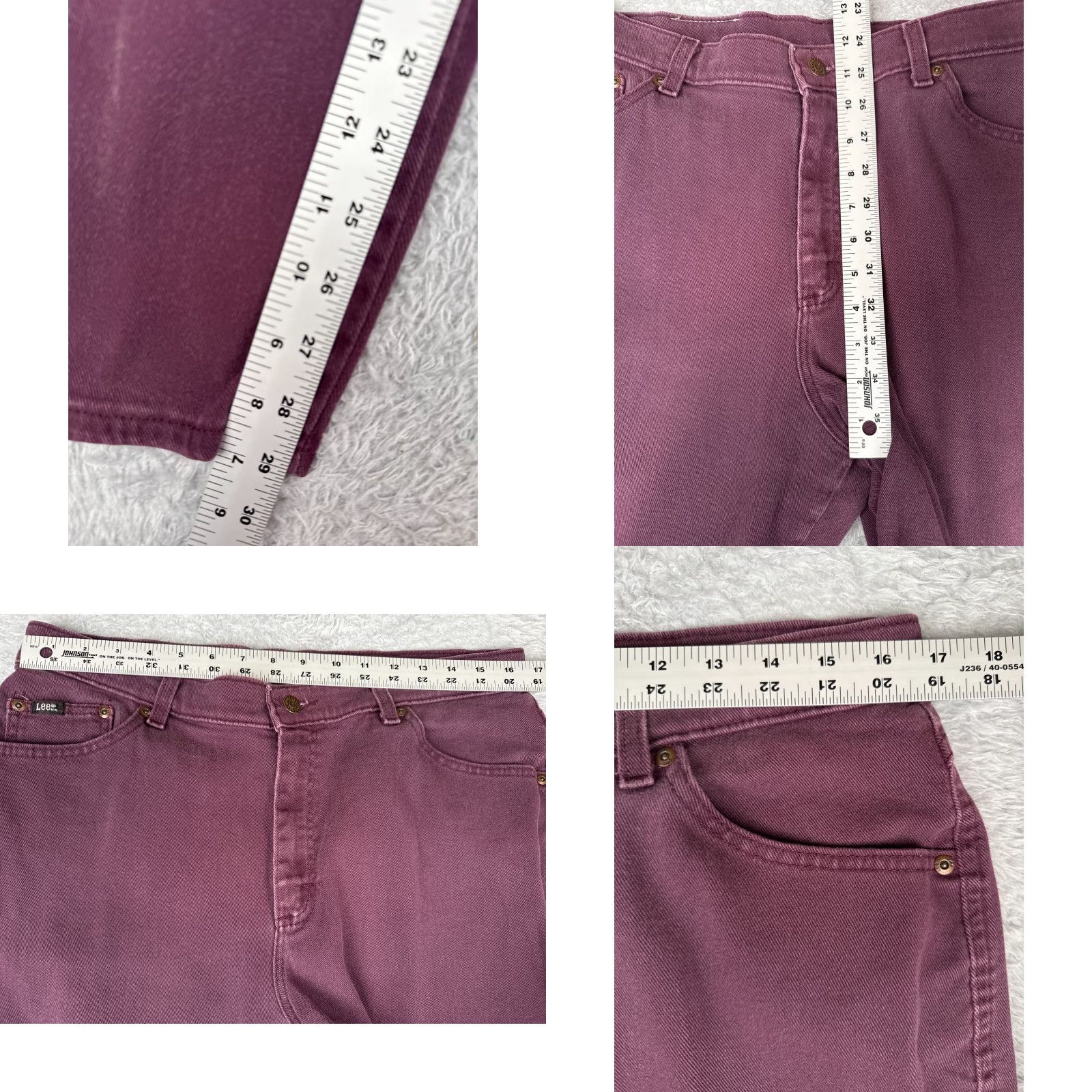 Lee VINTAGE Lee Jeans Women 18 Purple Tapered Leg High Rise 33x30 Cotton Denim 5-Pocket Style Cowboy Size 40" / US 18 - 8 Thumbnail