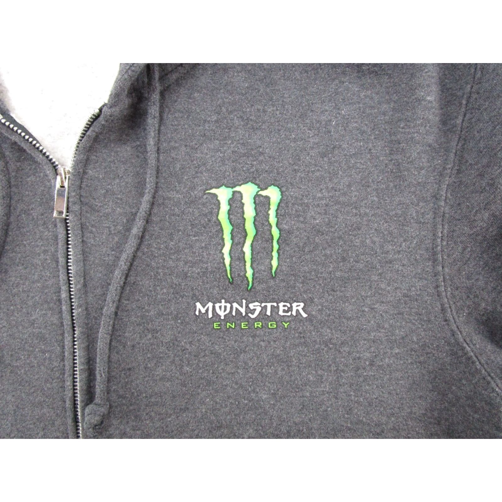 Vintage Monster Energy Mens Zip Up Hoodie Sweatshirt Gray L Regular Hooded Full Zip Sweatshirt Graphic Print Size US L / EU 52-54 / 3 - 2 Thumbnail