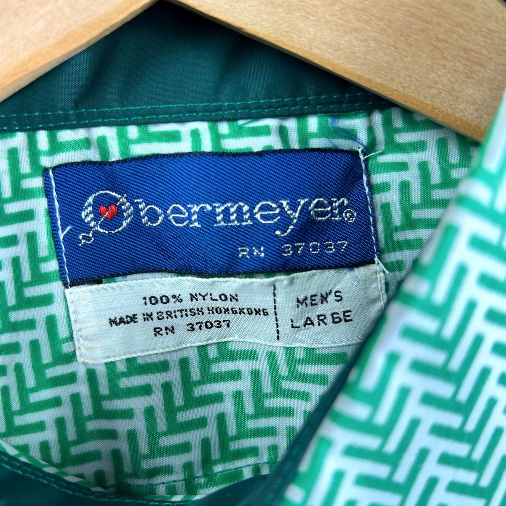 Obermeyer VINTAGE Obermeyer Button-Up Shirt NEW L Green Zig Zag Pattern 70's 80's Mens Long Sleeve Collared Cotton Nylon Blend Size US L / EU 52-54 / 3 - 4 Thumbnail