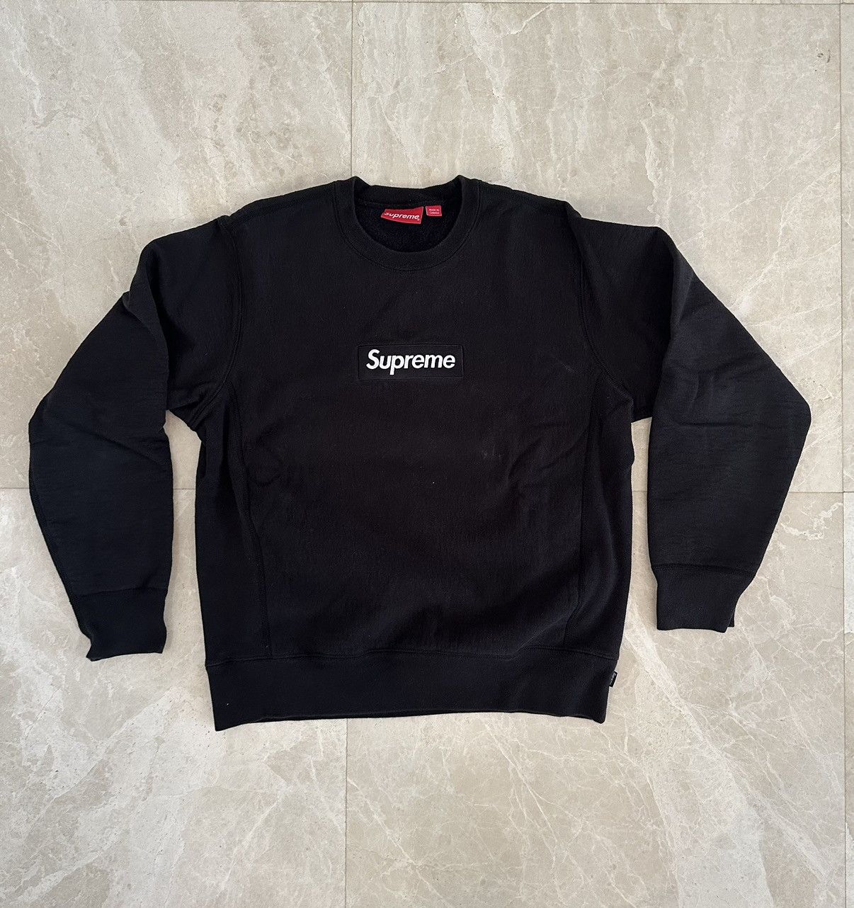 image of Supreme Black Box Logo Crewneck, Men's (Size Medium)