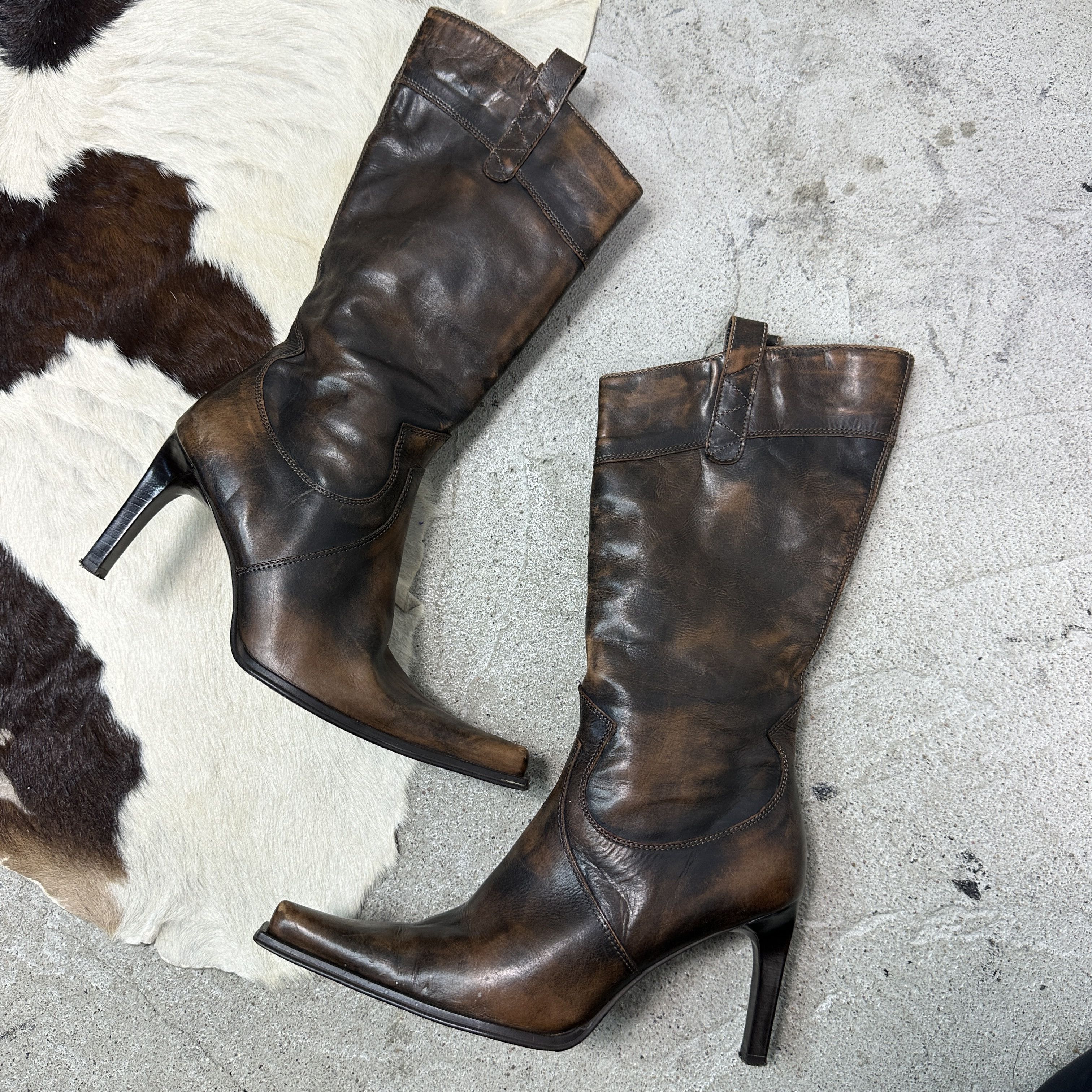 Vintage Vintage Avant Garde Leather Heels Boots Y2K Size US 8 / IT 38 - 6 Thumbnail