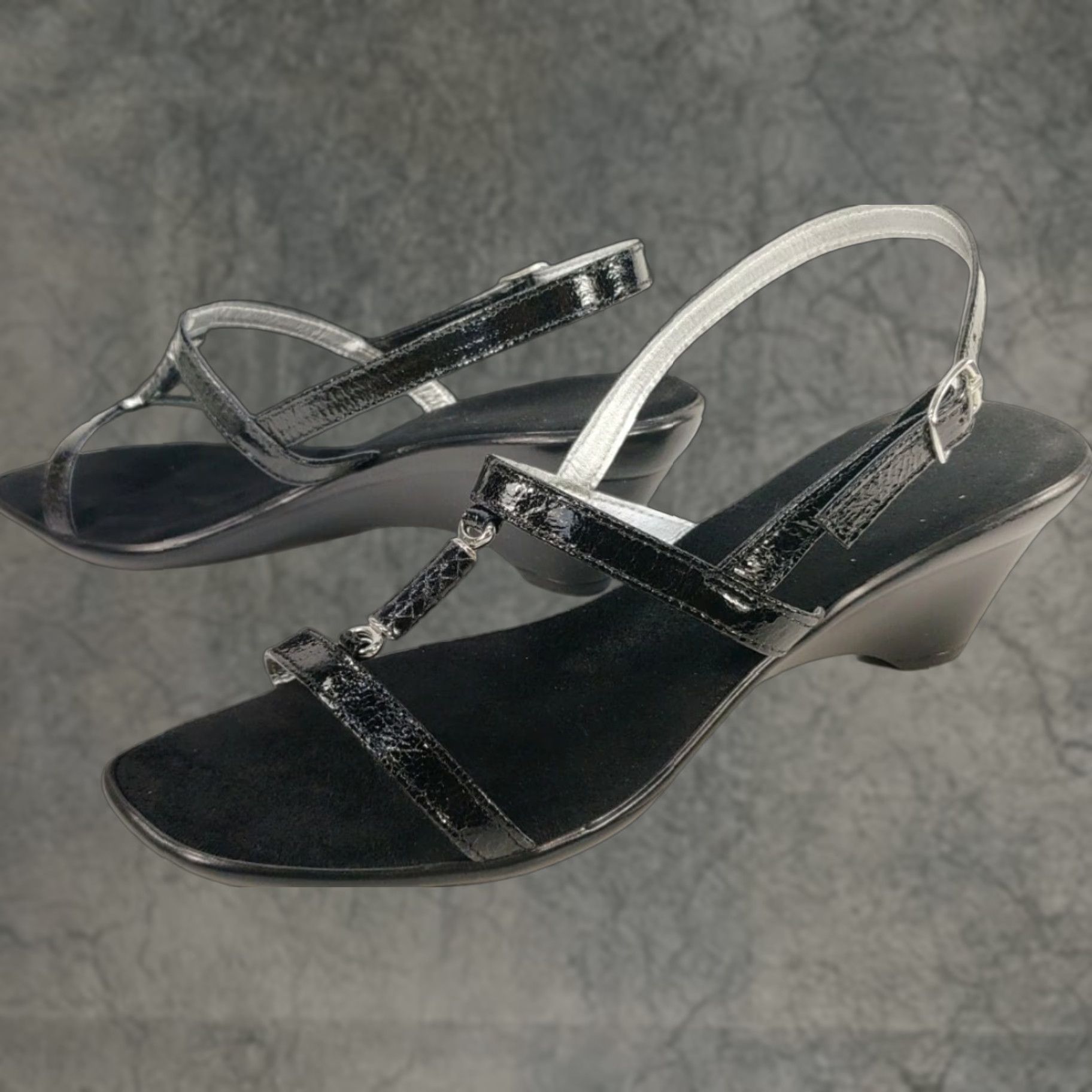 Madison Madison Maria Women's Heeled Strappy Sandal Size 9M Black Dress Straps Open Toe Buckle Heel Wedge Size M / US 6-8 / IT 42-44 - 1 Thumbnail