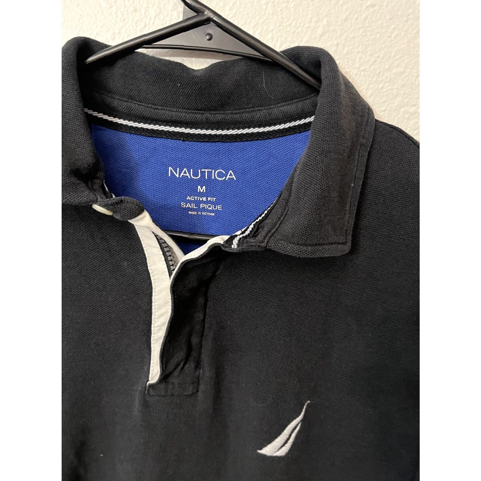Nautica Nautica Polo Shirt Women’s Short Sleeve Active Fit Sail Pique Medium Black Blue Size 32" / US 10 / IT 46 - 2 Thumbnail