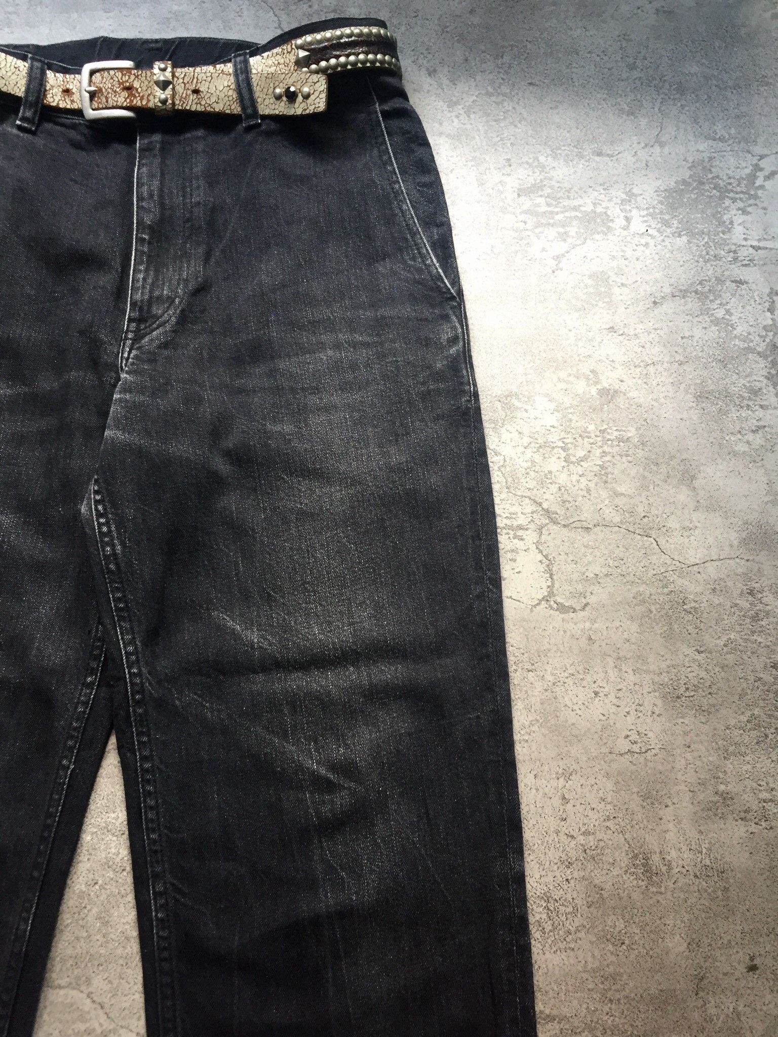 Comme des Garcons CDG Homme Deux Baggy Black Wash Denim Pants Size 30-31 Size US 31 - 3 Thumbnail