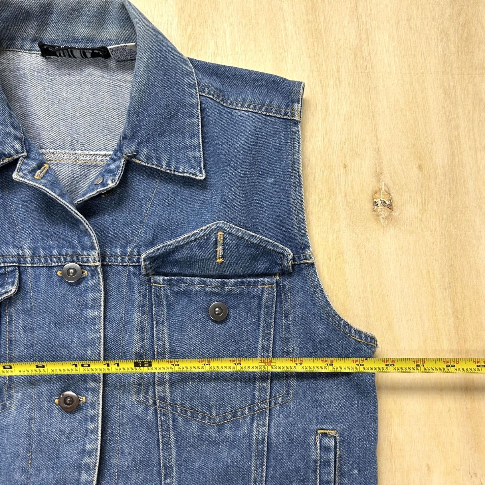 Denime Y2K Rue Twenty-One Vest Womens Medium Blue Denim Button Front Collared Pockets Size M / US 6-8 / IT 42-44 - 3 Thumbnail