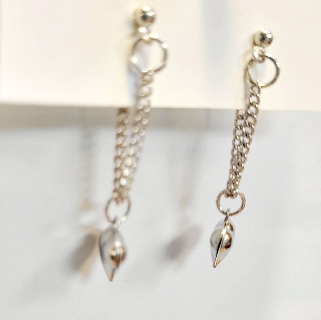 Other Silver plated double chain puffer heart dangle earrings Size ONE SIZE - 3 Thumbnail