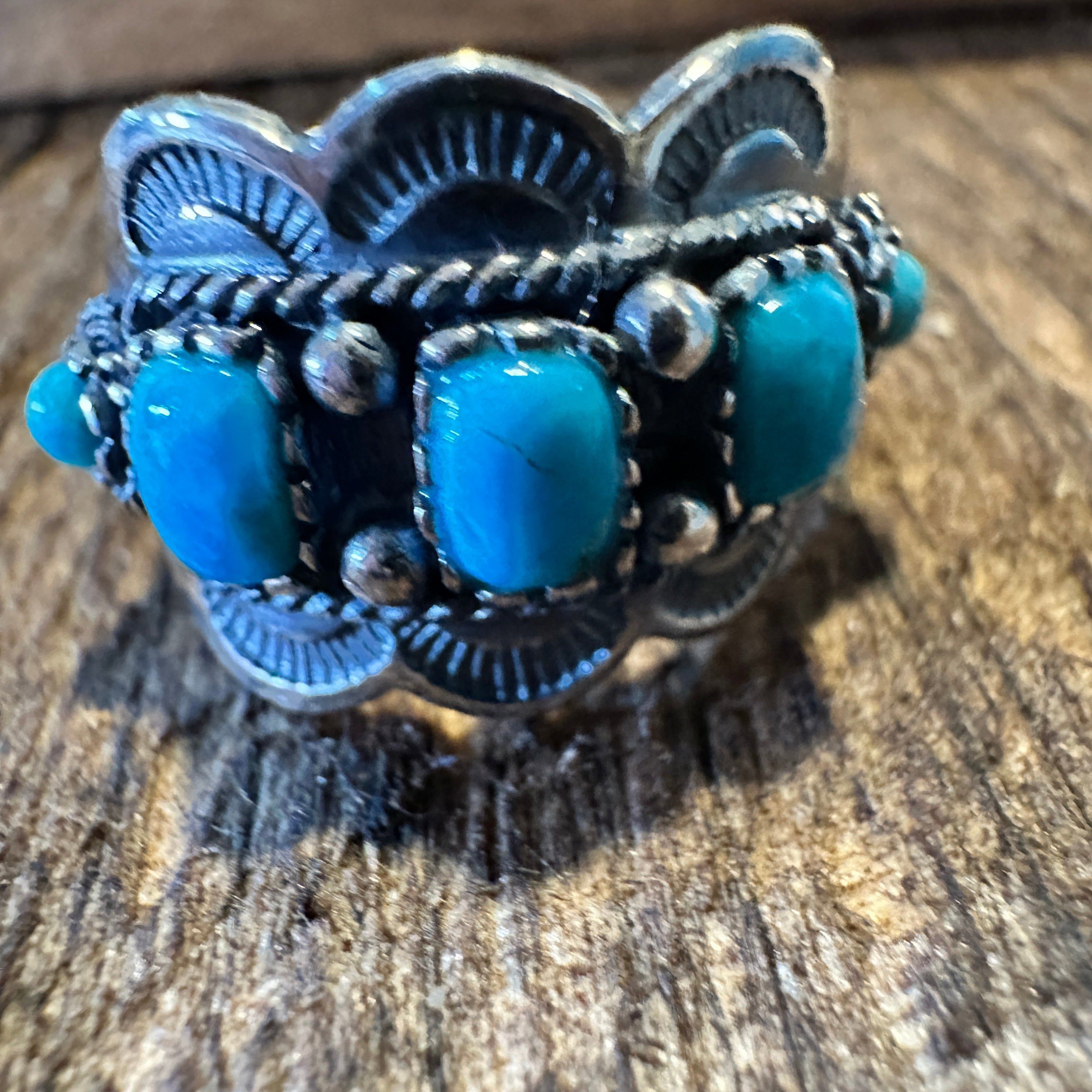 Other Native American Artisan Cuff Ring in Sterling Silver & Turqu Size ONE SIZE - 1 Thumbnail