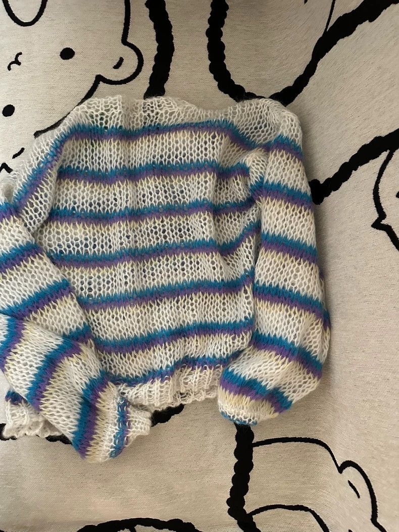 Loewe loewe Embossed seahorse hair blue and white striped sweater Size US S / EU 44-46 / 1 - 3 Thumbnail