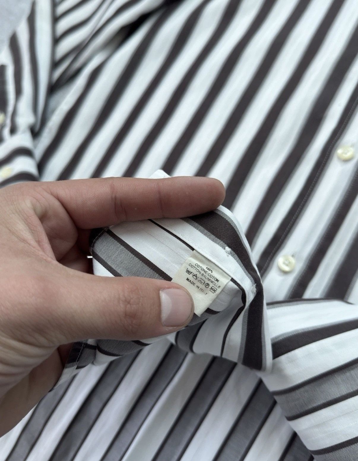 Etro ETRO Milano Luxury Striped White Brown Button Up Shirt Men Size US L / EU 52-54 / 3 - 8 Thumbnail