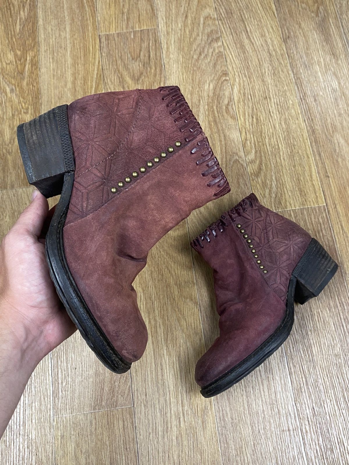A.S.98 Burgundy Leather Ankle Boots Size: 36