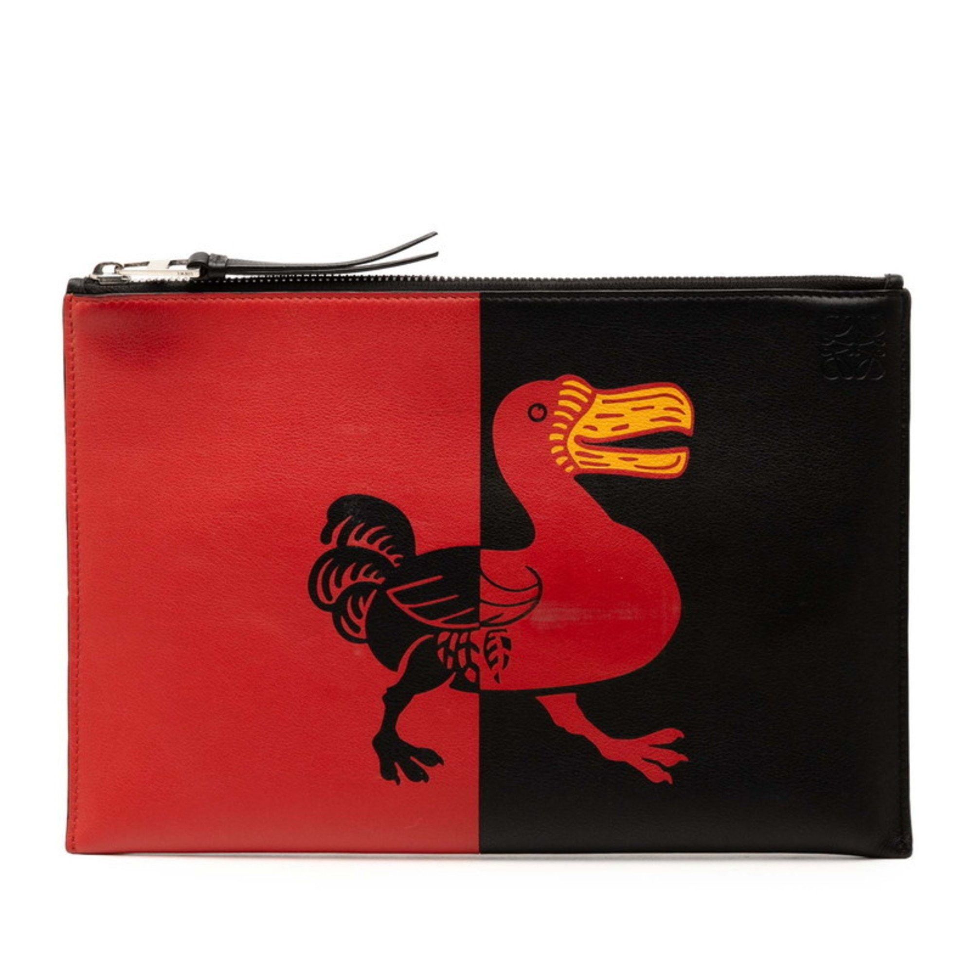 Loewe LOEWE Anagram Two-Tone Clutch Bag/Second Bag in Black and Red Leather for Women Size ONE SIZE - 1 Thumbnail