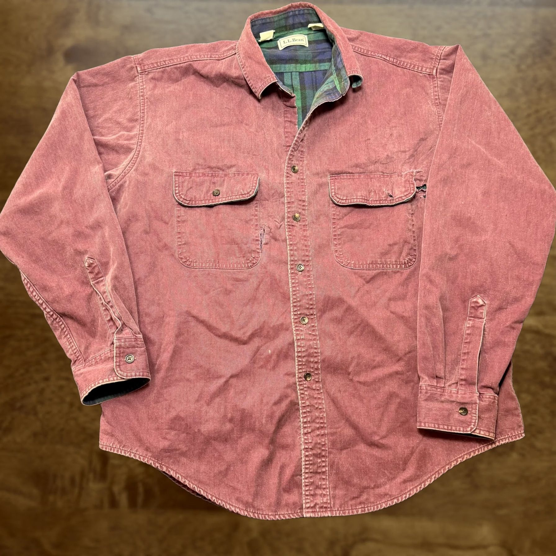 Vintage L.L. Bean Mens Large Red Corduroy Flannel Lined Long Sleeve Button Up Shirt Size US L / EU 52-54 / 3 - 1 Thumbnail