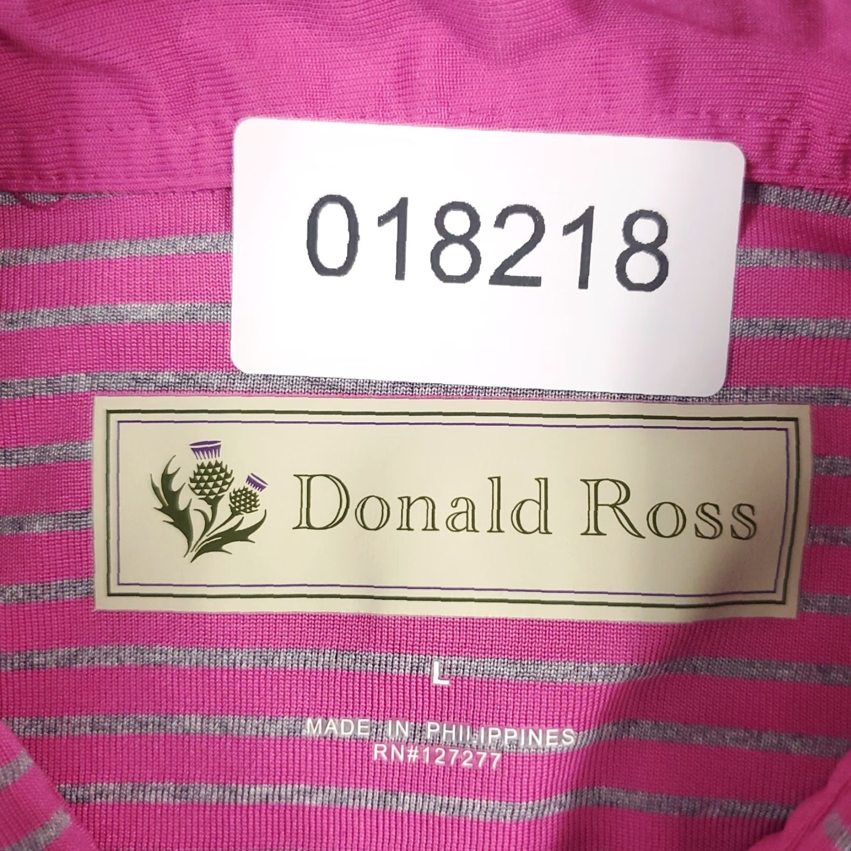 Vintage Donald Ross Polo Shirt Mens Large Pink Striped Golf Casual Short Sleeve Size US L / EU 52-54 / 3 - 7 Thumbnail
