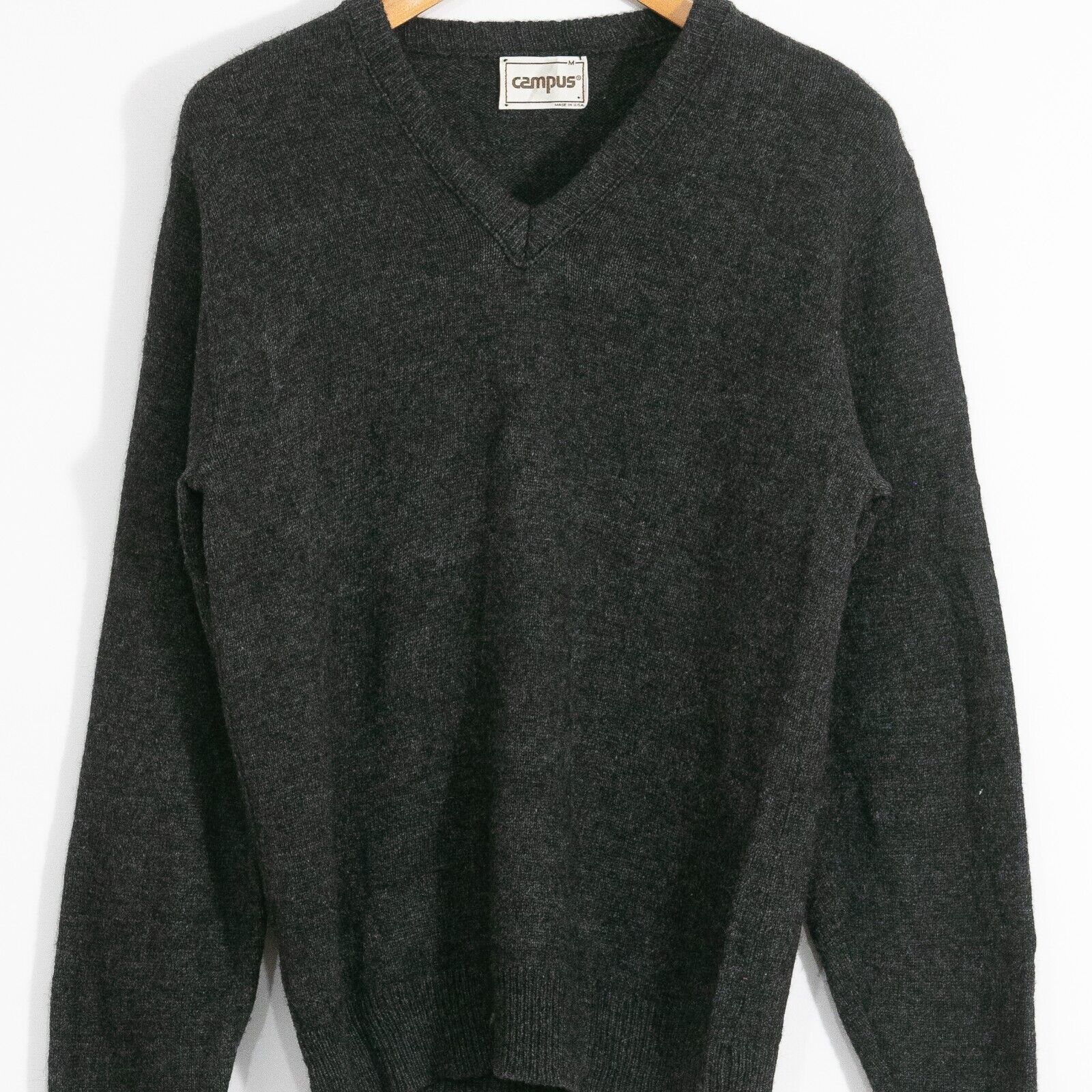 Vintage Vintage 70s Campus Wool V Neck Sweater Medium - Gray Preppy Size US M / EU 48-50 / 2 - 2 Thumbnail