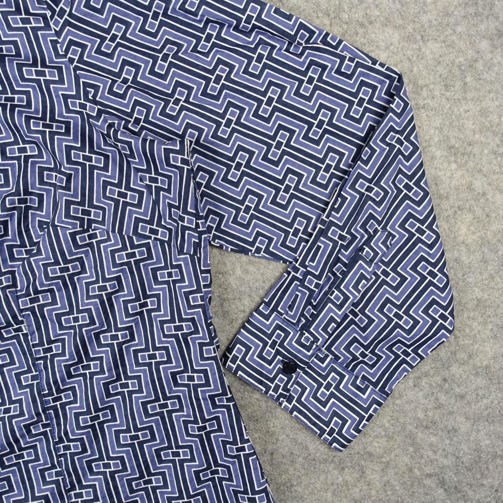 Michael Kors Michael Kors Shirt Womens XL Blue Geometric Print Button Up Cotton Top Work Col 100% Cotton Button-Up Breathable Lightweight Casual Long Sleeve Girls? Size XL / US 12-14 / IT 48-50 - 3 Thumbnail