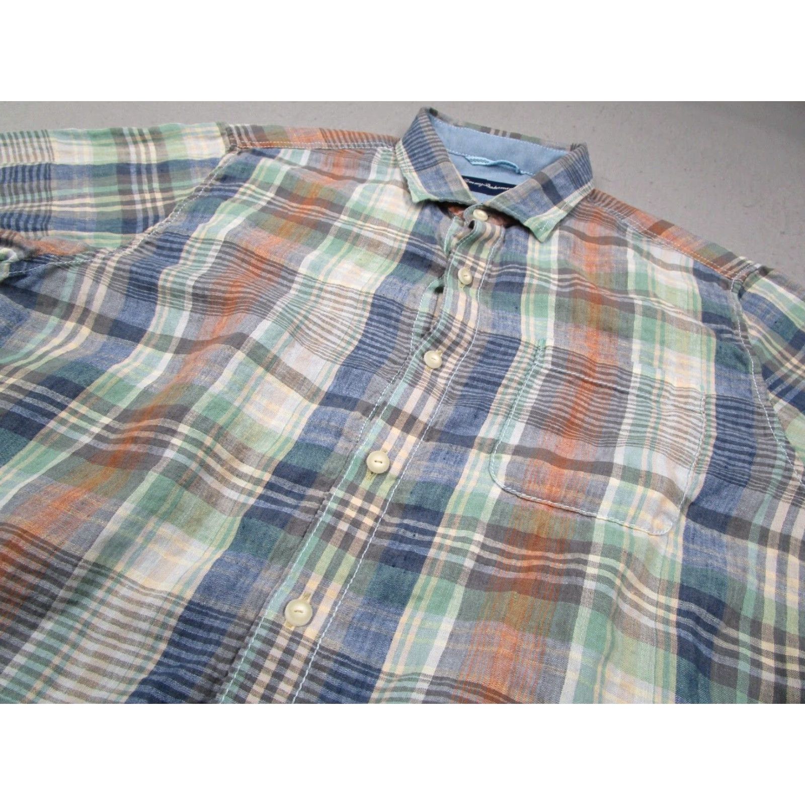 Tommy Bahama VINTAGE Tommy Bahama Men's Large Plaid Linen Button-Up Shirt Long Sleeve Casual Travel Beach Size US L / EU 52-54 / 3 - 2 Thumbnail