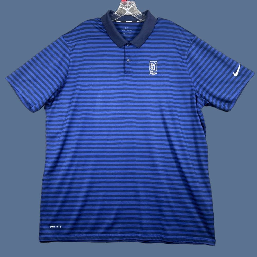 Nike Nike Golf Polo TPC Sawgrass Mens XXL Dri Fit Blue Performance Stretch Polo Shirt Size US XXL / EU 58 / 5 - 1 Thumbnail