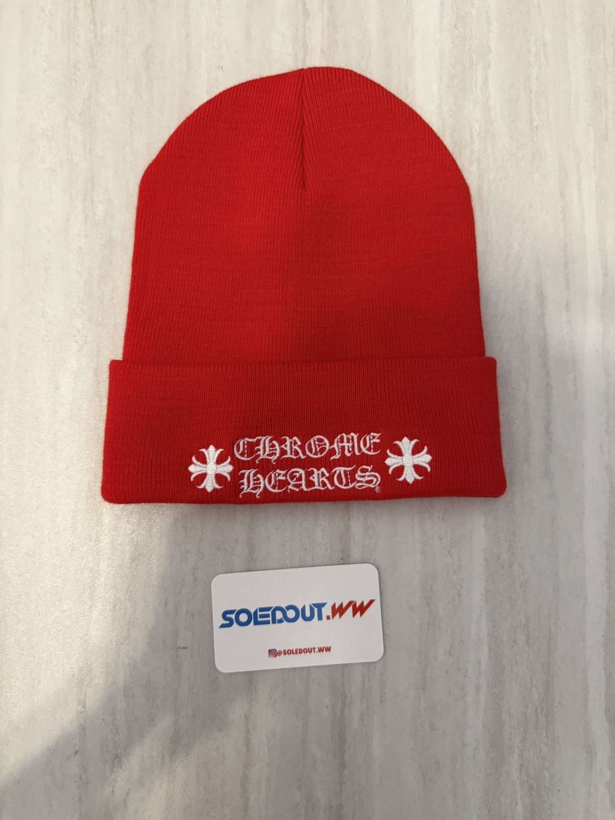 Chrome Hearts Chrome Hearts Red Plus Beanie Size ONE SIZE - 1 Thumbnail