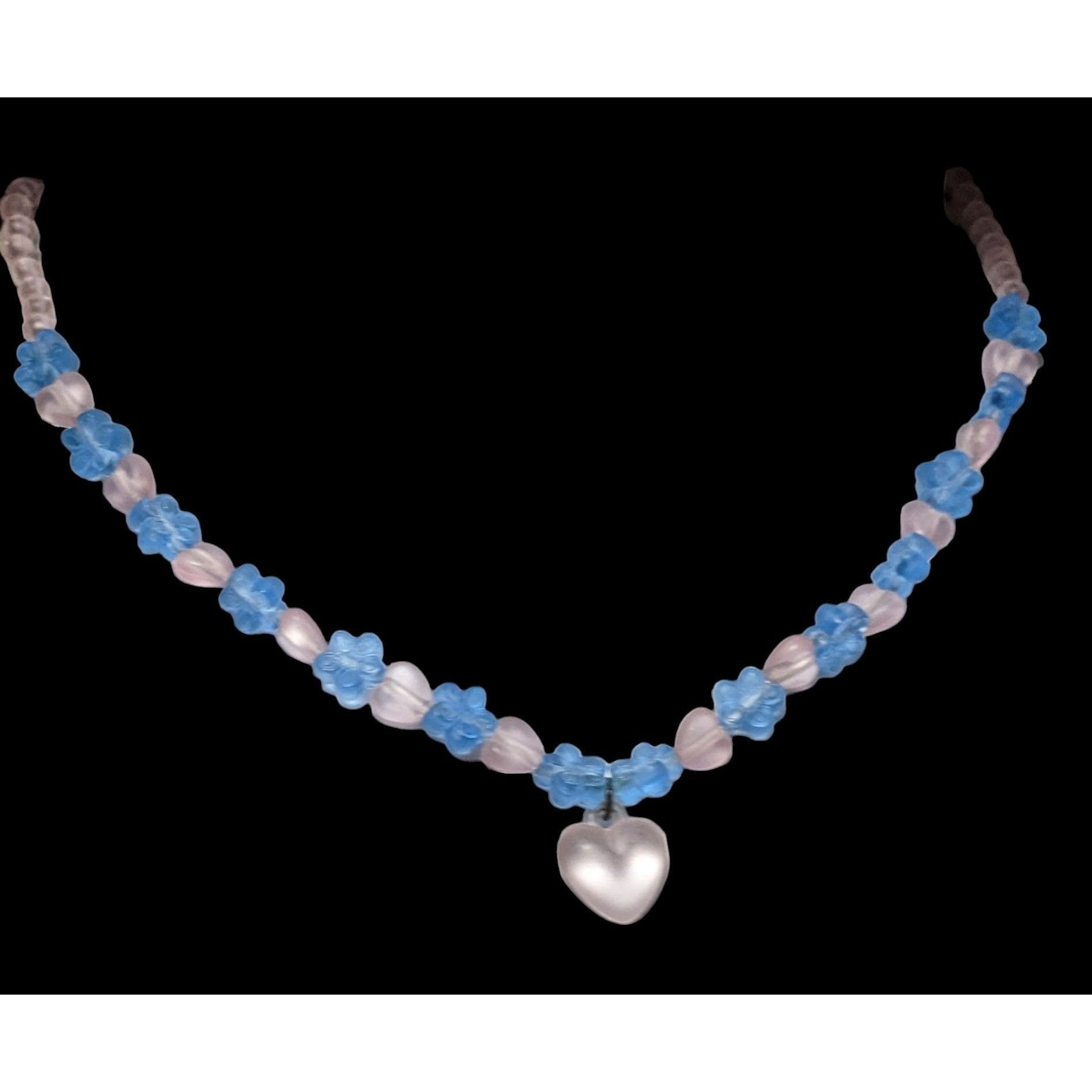 Other Kidcore Coquette Flower Heart Beaded Necklace Size ONE SIZE - 1 Thumbnail
