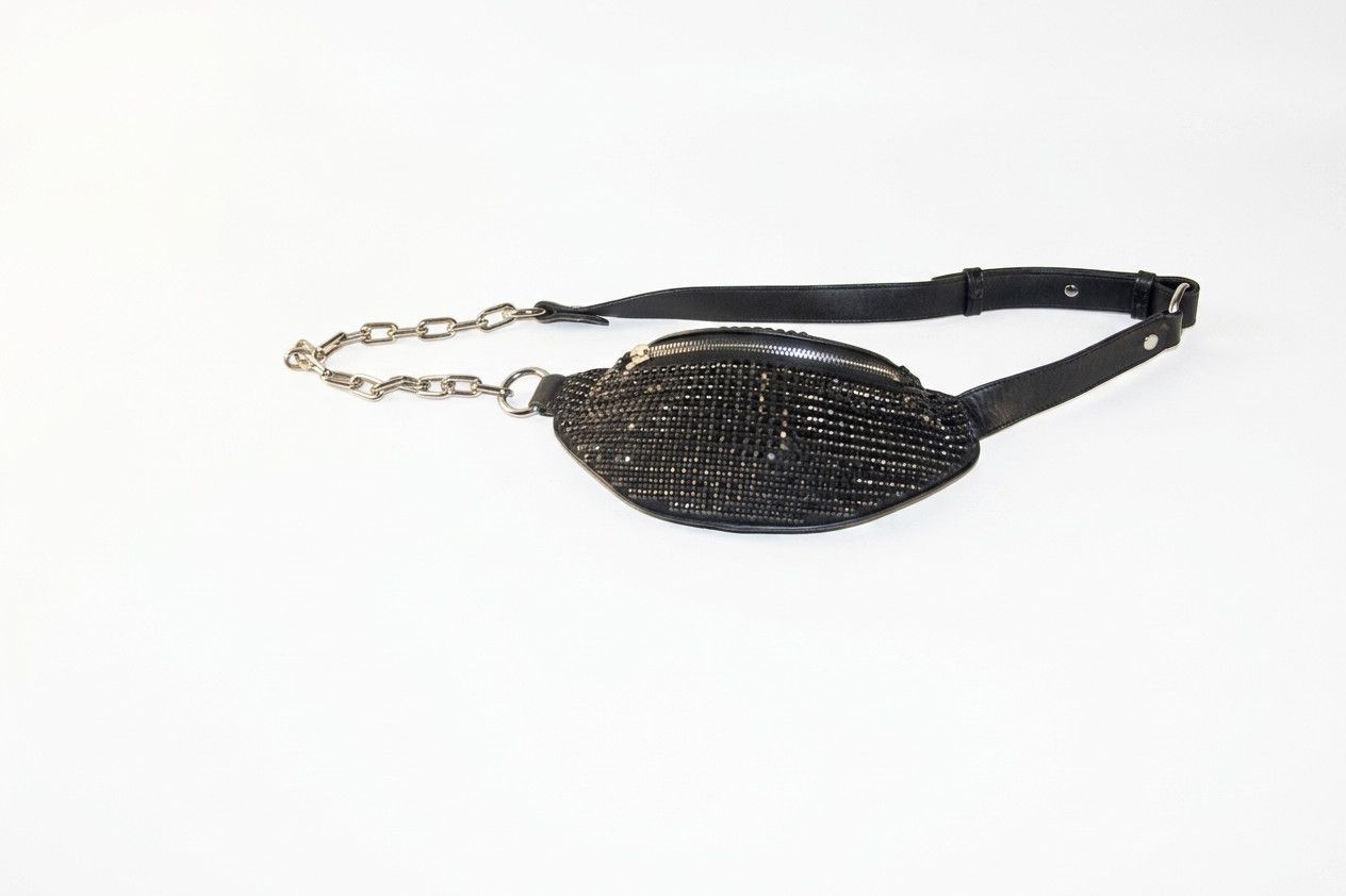 Alexander Wang Alexander Wang Attica Black Leather Belt Bag With Silver Chain Detail Size ONE SIZE - 1 Thumbnail