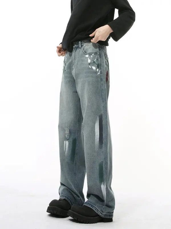 Jean Japanese heavy graffiti straiChiaki x Kyoko ght loose jeans Size US 32 / EU 48 - 3 Thumbnail