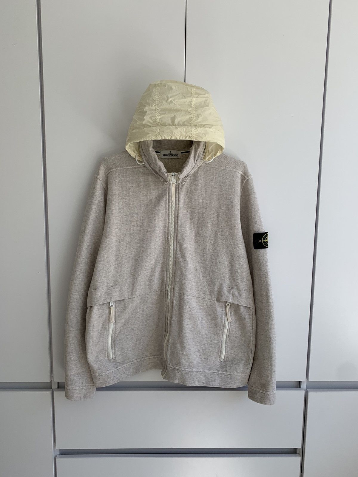 image of Italian Designers x Stone Island A/w 2013 Nylon Hood Light Jacket Stone Island Y2K in Grey (Size XL