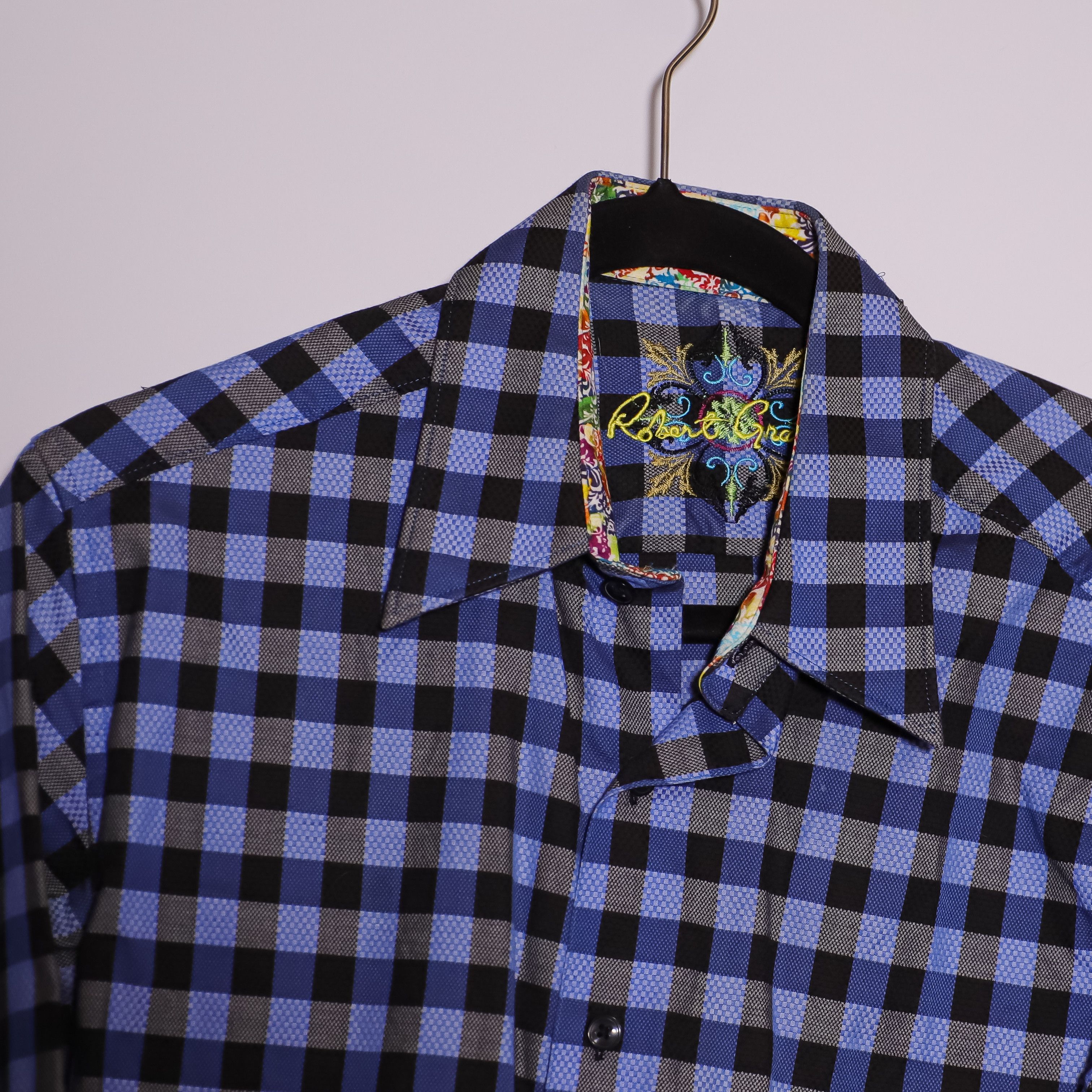 Robert Graham Robert Graham Cotton Blue Check Plaid Size US S / EU 44-46 / 1 - 2 Thumbnail