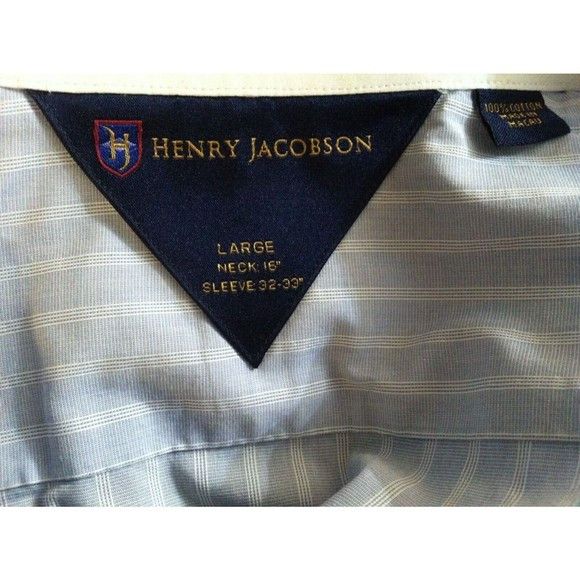 Other HENRY JACOBSON MENS BLUE 100%COTTON DRESS SHIRT 16/32-33 Size US L / EU 52-54 / 3 - 5 Thumbnail