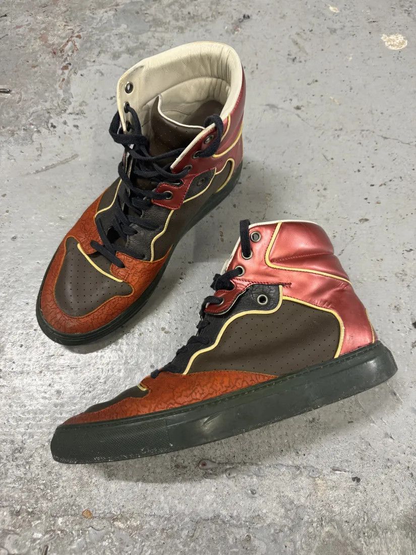 Balenciaga × Designer × Vintage Balenciaga Brown & Orange Leather High Sneakers Size US 7.5 / EU 40-41 - 5 Thumbnail