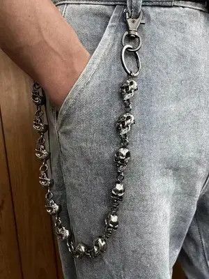 Jewelry Pocket Chain Skull Punk Rock Link Gothic Death Wallet Demon Size ONE SIZE - 4 Thumbnail