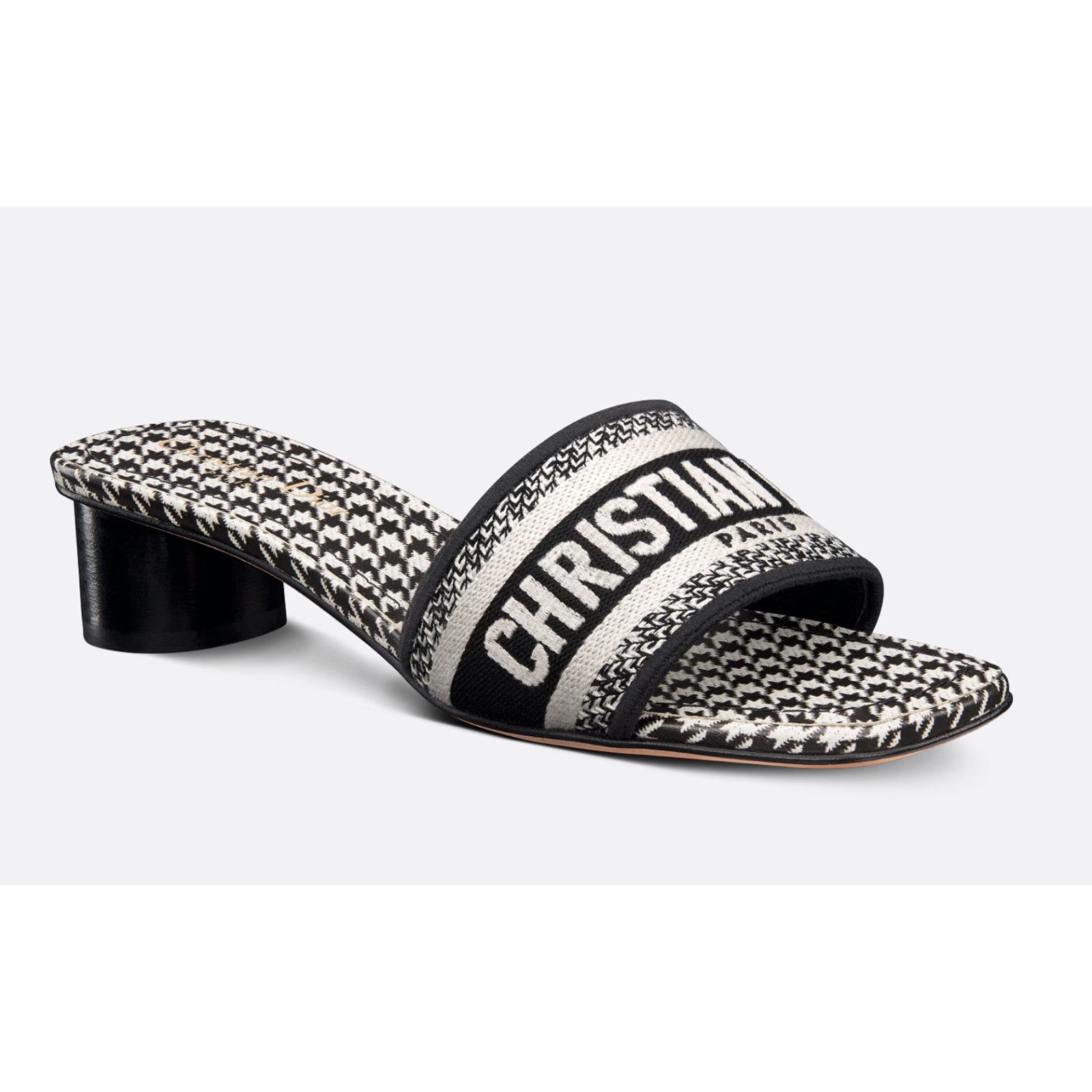 Dior Christian Dior Dway Heeled Slide Black White Houndstooth Size US 8 / IT 38 - 1 Thumbnail