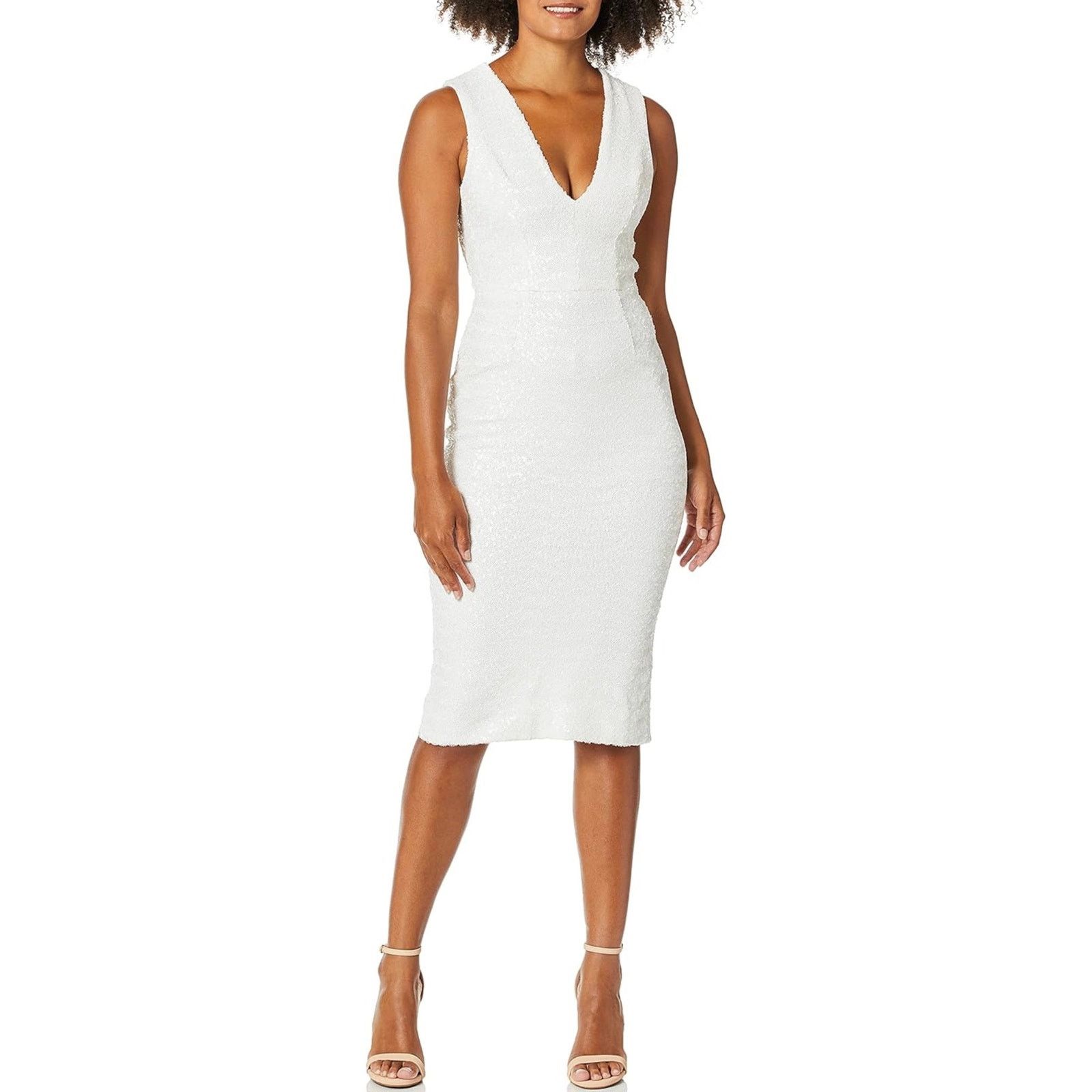 Dress the Population Dress the Population Rani Plunging Sequin Dress White size S Size S / US 4 / IT 40 - 5 Thumbnail