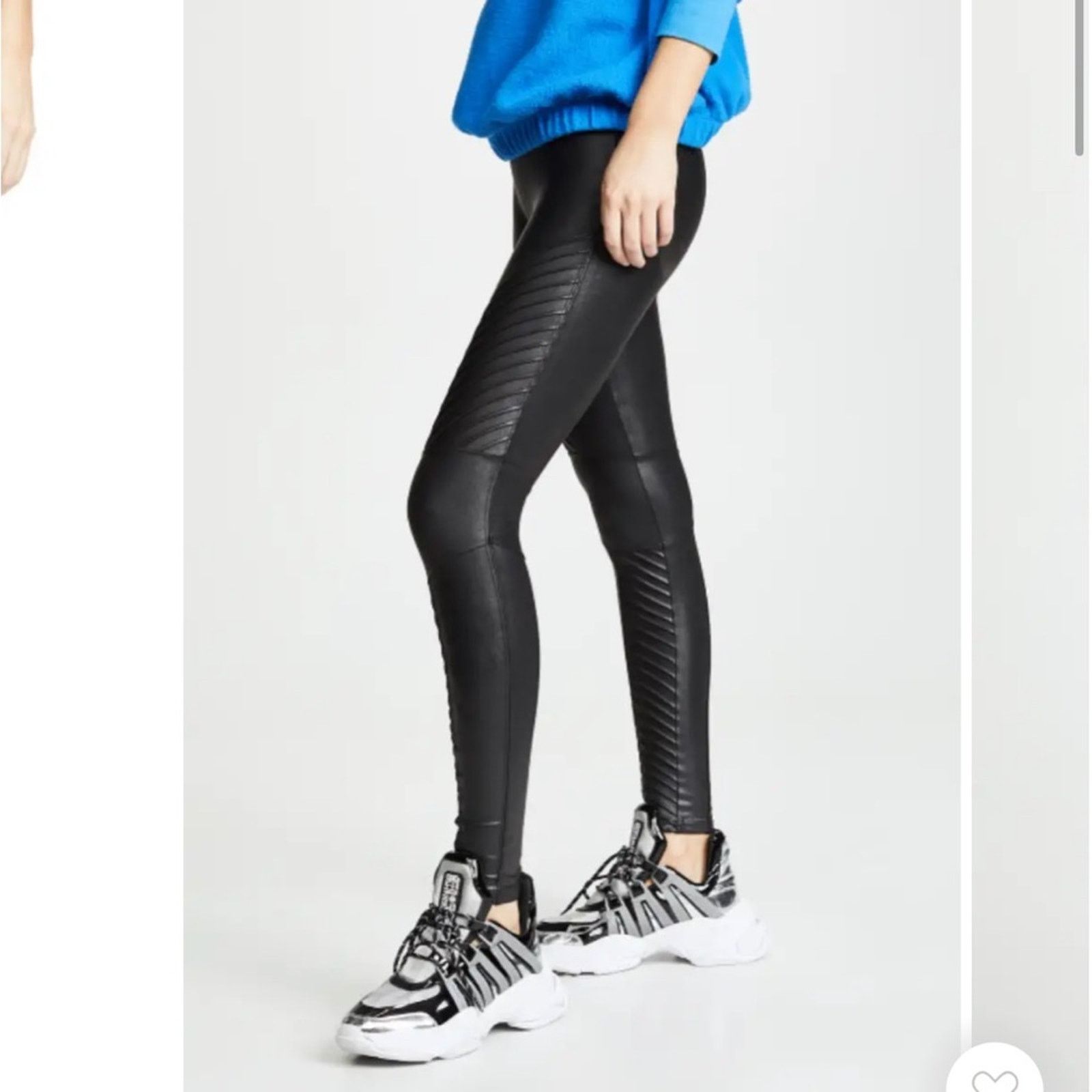 Spanx Spanx Faux Leather Mid Rise Moto Leggings in Very Black Sz M Size 25" / US 0 / IT 36 - 1 Thumbnail