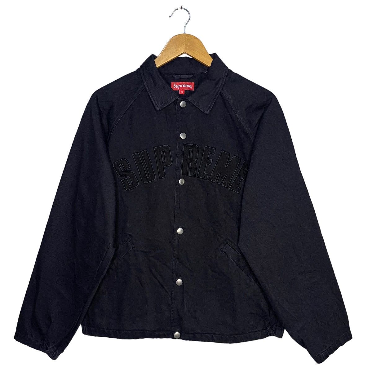 image of Supreme Snap Front Twill Jacket in Black, Men's (Size Medium)