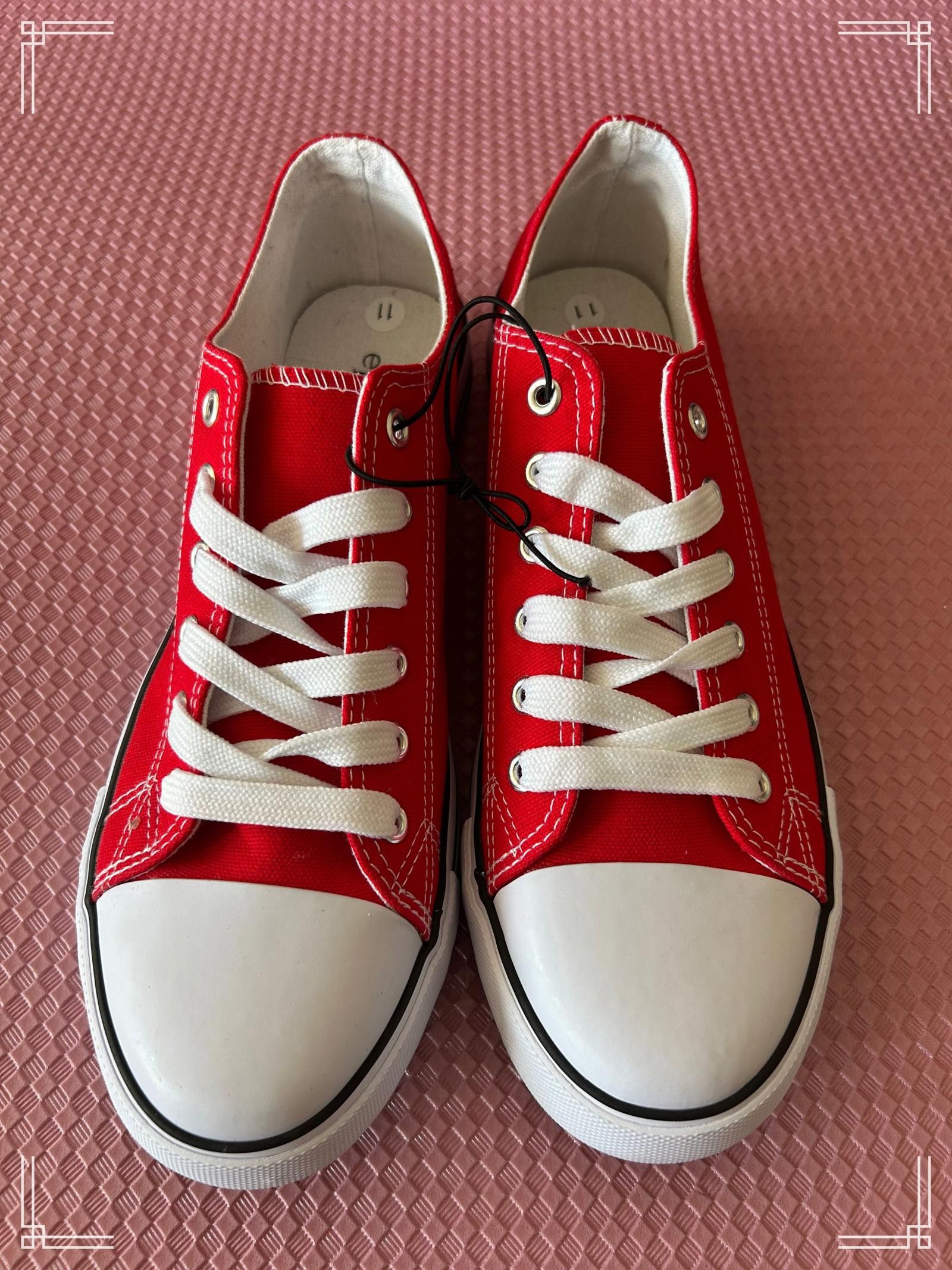 Designer Red Canvas Sneakers – Casual Shoes, New Without Box, Size 11 Size US 11 / IT 41 - 1 Thumbnail
