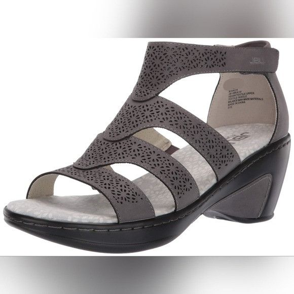 Other JBU By Jambu Bianca Grey Faux Leather Open Toe Wedge Heel Gl Size US 8 / IT 38 - 9 Thumbnail
