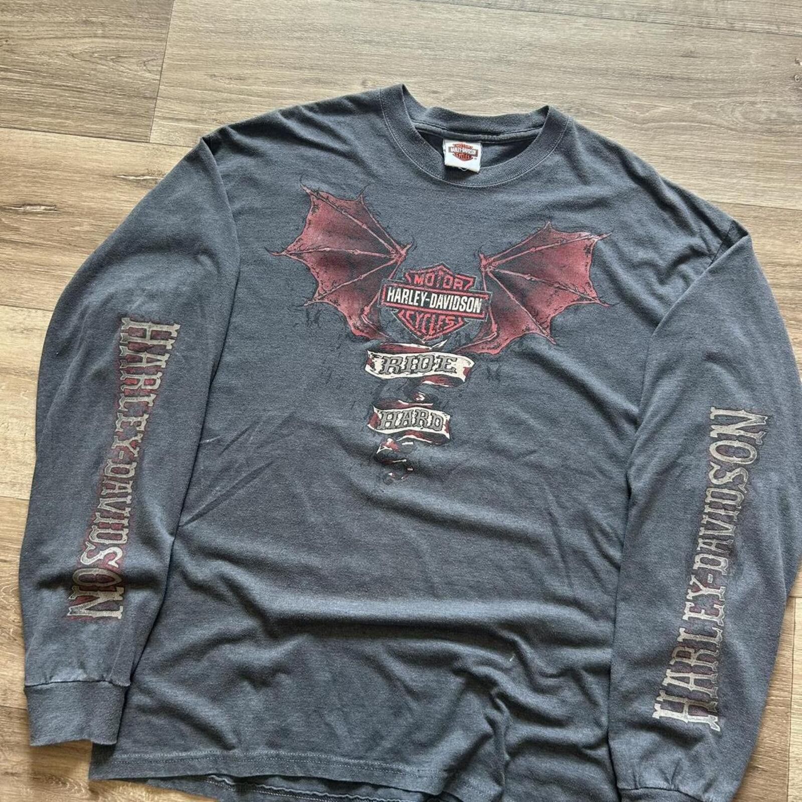 Harley Davidson Harley Davidson Men's Grey and Black Tshirt Size US XL / EU 56 / 4 - 2 Thumbnail