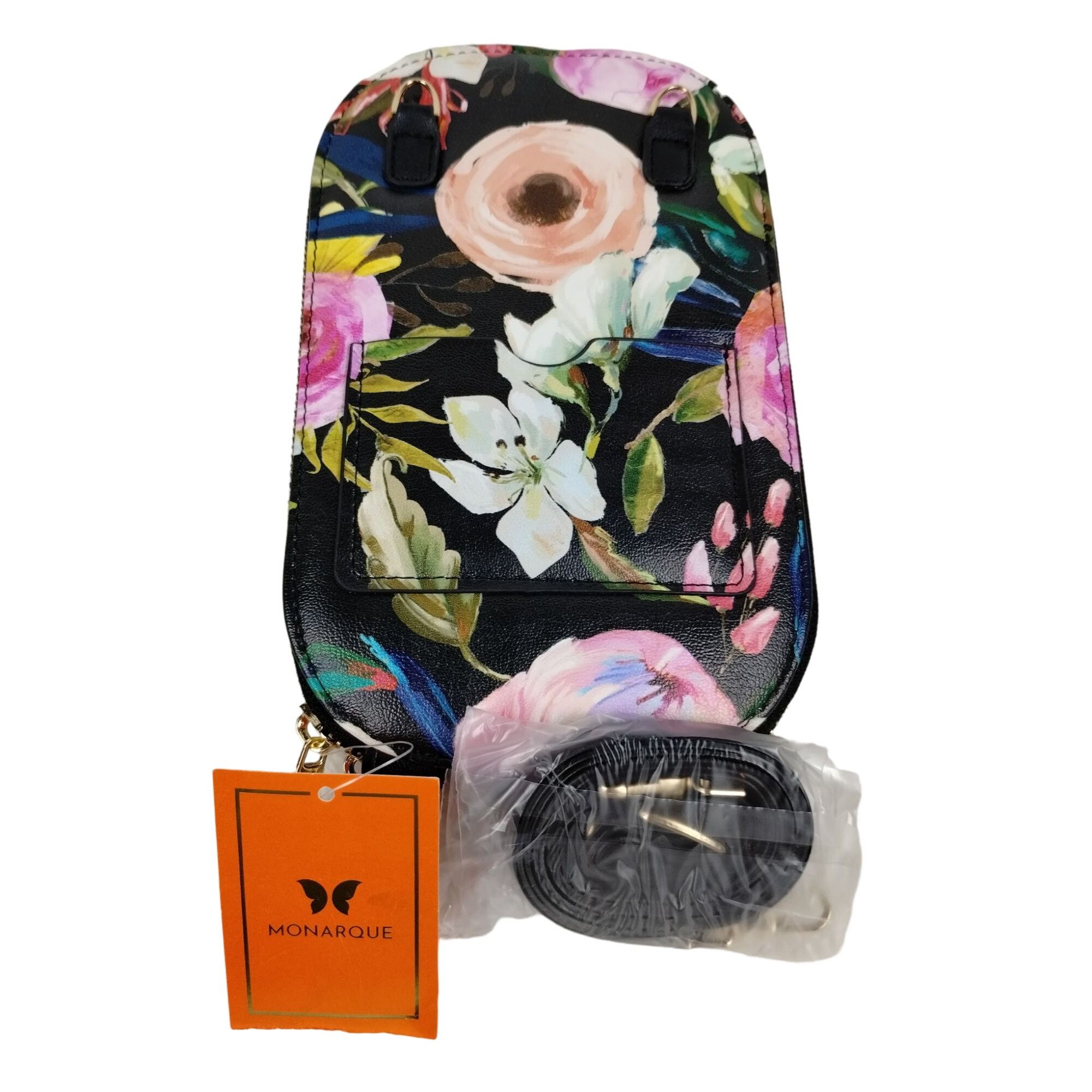 Other Monarque Crossbody Floral on Black Crossbody Clutch Sling Fl Size ONE SIZE - 1 Thumbnail